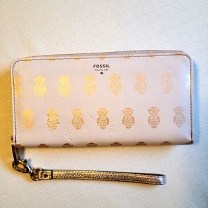 Fossil Owl Accordion Wallet with Wristlet Strap